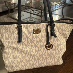 Navy and white large Michael Kors purse